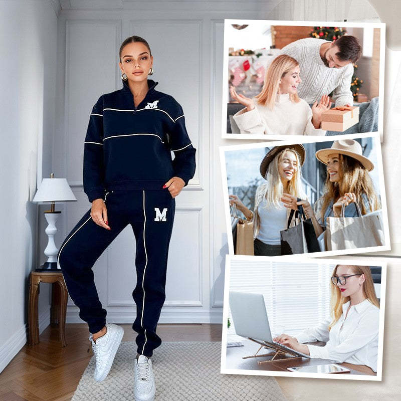 Women’s Chic Hoodless Pullover and Baggy Sweatpants Loungewear Set - Vogue Aura