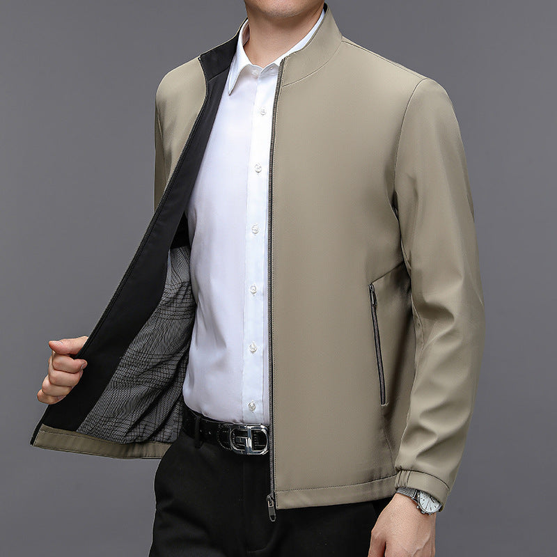 Elegant Stand Collar Jacket for Middle-aged Men - Vogue Aura