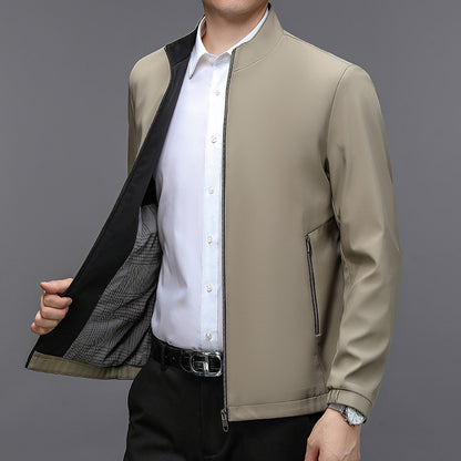 Elegant Stand Collar Jacket for Middle-aged Men - Vogue Aura