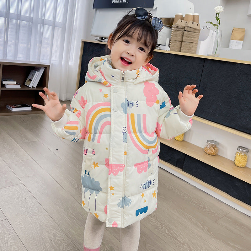 New Style Children's Down Jacket Middle Long Cute Thickened Cotton - Vogue Aura