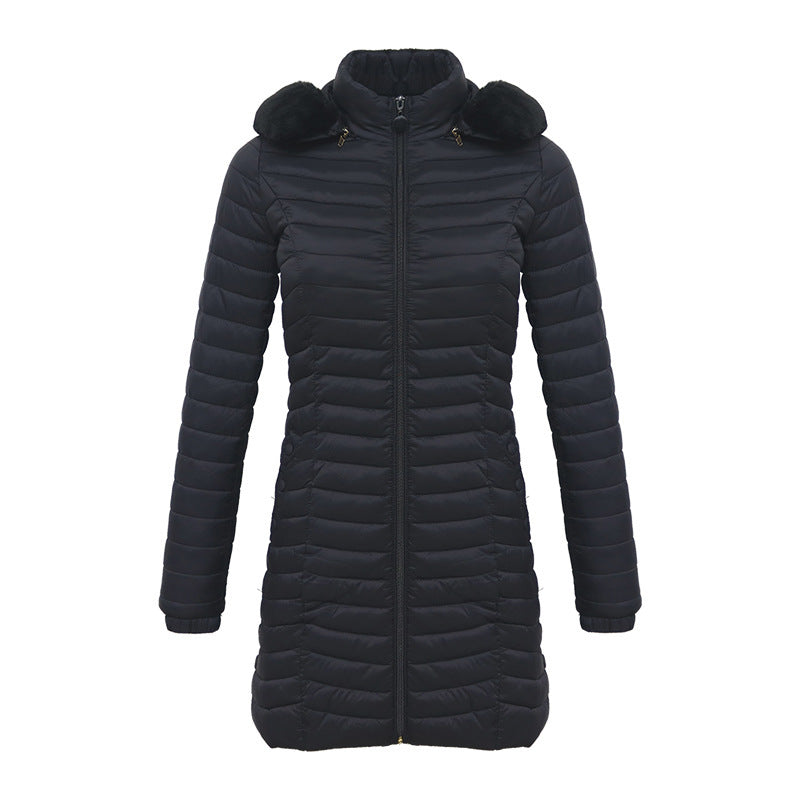 Ultra-Light Women's Quilted Cotton Parka with Removable Fur Collar - Vogue Aura