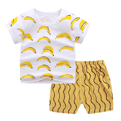 Children's Cotton Letter Print Short Sleeve Summer Set - Vogue Aura