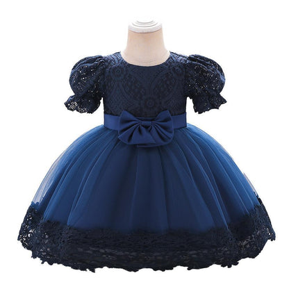 New Girls Embroidered Bow Dress - Vogue Aura