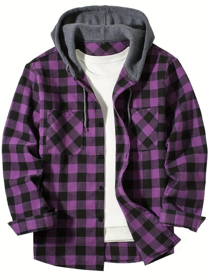 Plaid Hooded Shirt for Men - Stylish Comfort in Premium Cotton - Vogue Aura