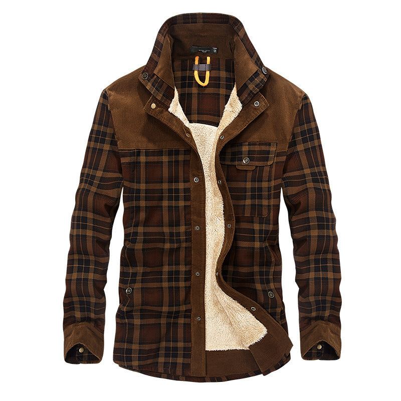 Men's Pure Cotton Plaid Winter Jacket with Fleece Lining - Vogue Aura