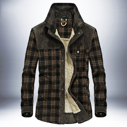 Men's Pure Cotton Plaid Winter Jacket with Fleece Lining - Vogue Aura