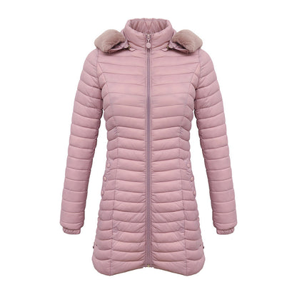 Ultra-Light Women's Quilted Cotton Parka with Removable Fur Collar - Vogue Aura