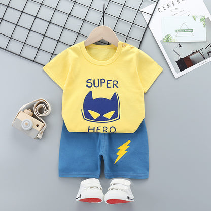 Cartoon-Themed Cotton Short Sleeve Suit for Kids - Vogue Aura