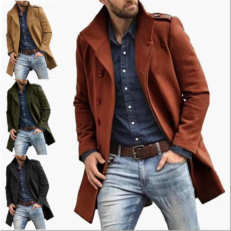 European Style Woolen Men's Thickened Coat for Autumn and Winter - Vogue Aura