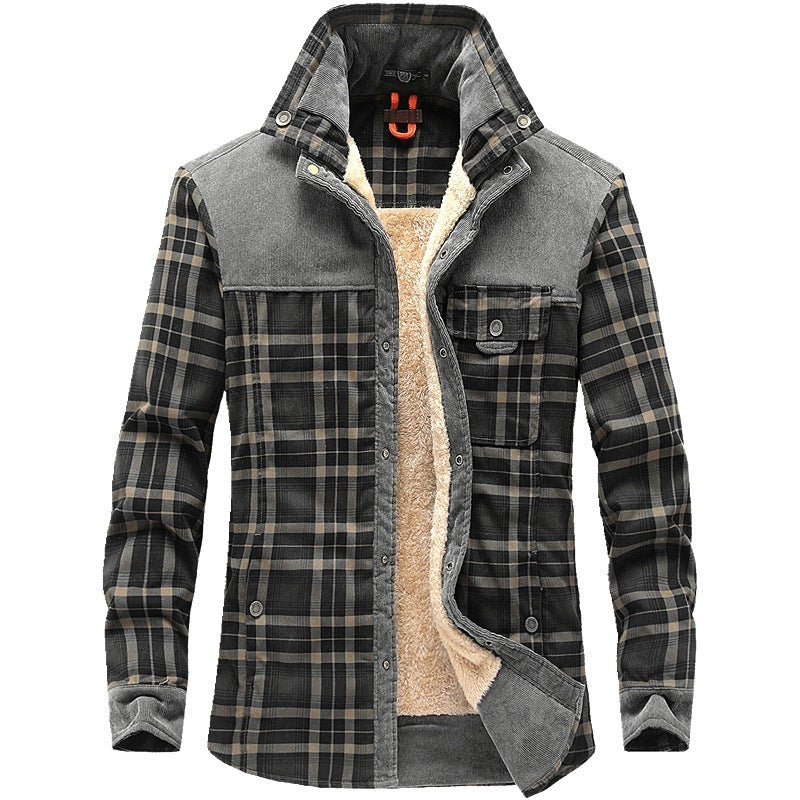 Men's Pure Cotton Plaid Winter Jacket with Fleece Lining - Vogue Aura