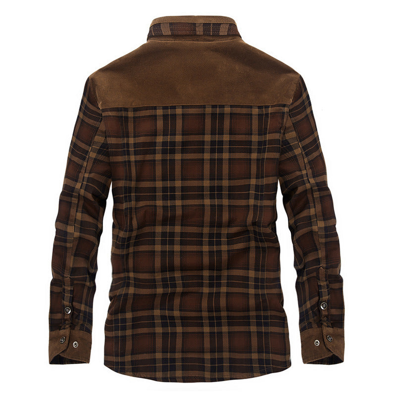 Men's Pure Cotton Plaid Winter Jacket with Fleece Lining - Vogue Aura