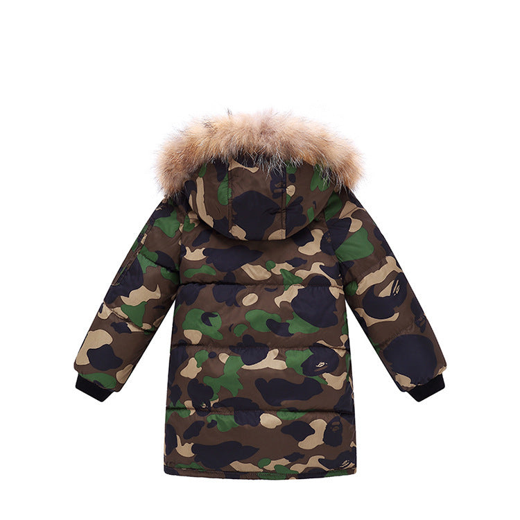 Children's Down And Wadded Jacket Camouflage Fur Collar Detachable Thickened Warm - Vogue Aura