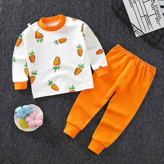 Cotton Children's Two-Piece Pajama Set with Fun Designs - Vogue Aura