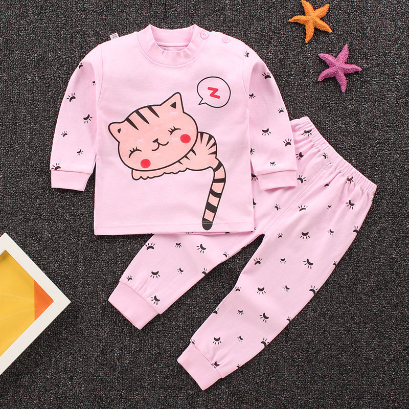 Cotton Children's Two-Piece Pajama Set with Fun Designs - Vogue Aura