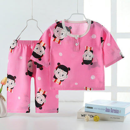 Cotton Silk Baby Pajamas Suit with Cute Animal Prints - Vogue Aura