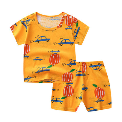 Unisex Baby Short-Sleeved Cotton Two-Piece Suit - Vogue Aura