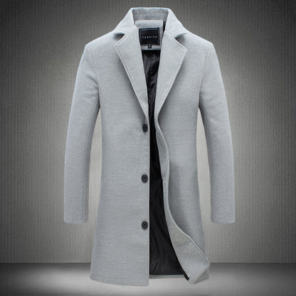 Autumn And Winter New Mens Solid Color Casual Business Woolen Coats - Vogue Aura