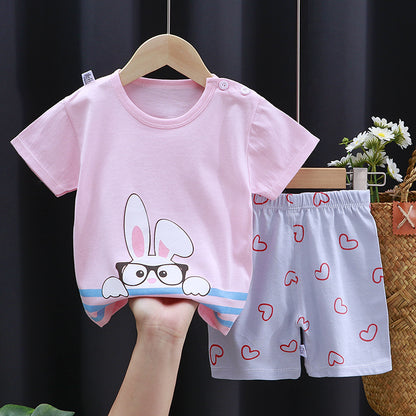 Charming Cotton Short-Sleeved Suit for Infants and Toddlers - Vogue Aura