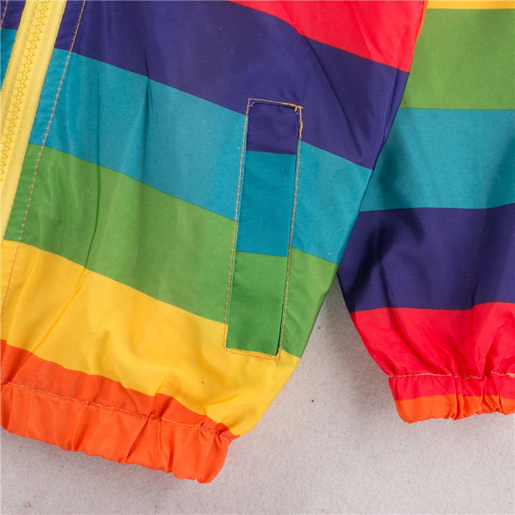 Rainbow Jacket Zipper Hooded Jacket For Kids - Vogue Aura