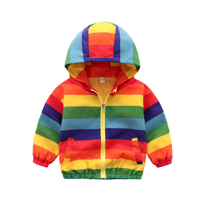 Rainbow Jacket Zipper Hooded Jacket For Kids - Vogue Aura