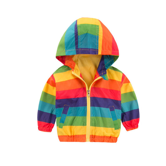 Rainbow Jacket Zipper Hooded Jacket For Kids - Vogue Aura