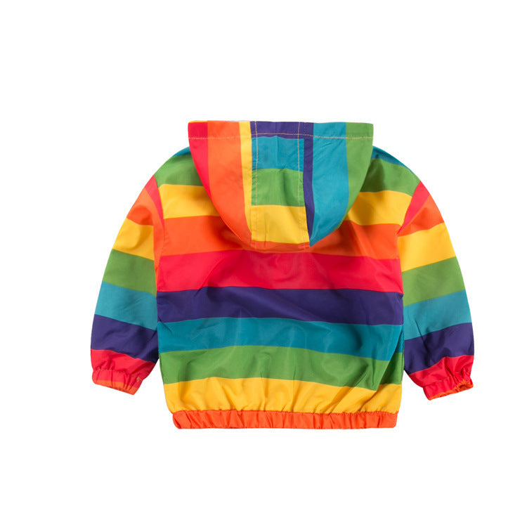 Rainbow Jacket Zipper Hooded Jacket For Kids - Vogue Aura