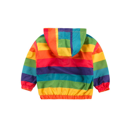 Rainbow Jacket Zipper Hooded Jacket For Kids - Vogue Aura