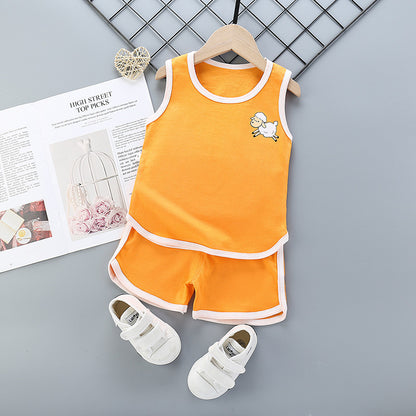 Korean Style Cotton Casual Suit for Kids – Sleeveless Shorts Set - Vogue Aura