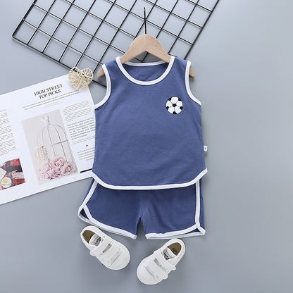 Korean Style Cotton Casual Suit for Kids – Sleeveless Shorts Set - Vogue Aura