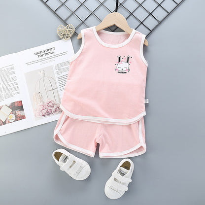 Korean Style Cotton Casual Suit for Kids – Sleeveless Shorts Set - Vogue Aura