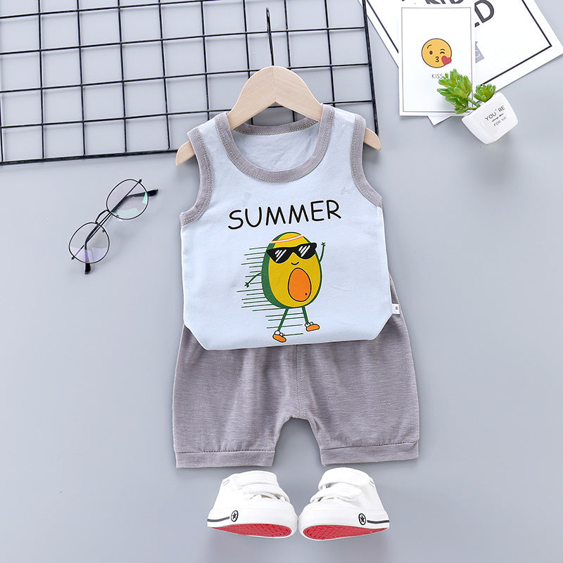 Korean Style Cotton Casual Suit for Kids – Sleeveless Shorts Set - Vogue Aura