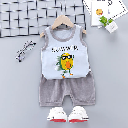 Korean Style Cotton Casual Suit for Kids – Sleeveless Shorts Set - Vogue Aura