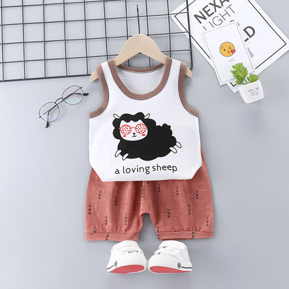 Korean Style Cotton Casual Suit for Kids – Sleeveless Shorts Set - Vogue Aura