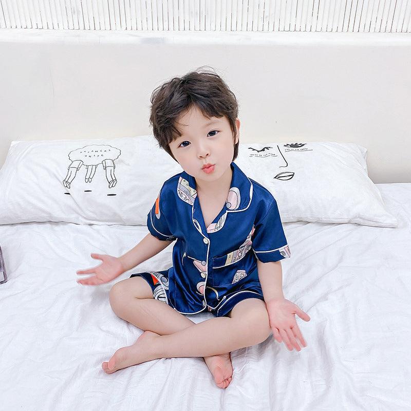 Korean Cartoon Character Silk Pajama Set for Kids