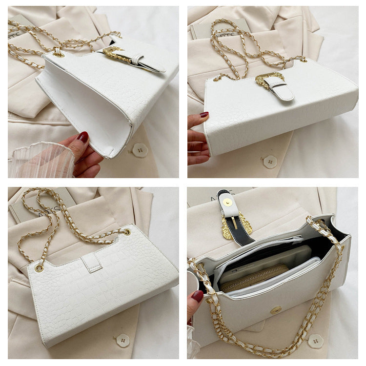 Elegant PU Chain Shoulder Bag - Chic Small Square Design - Vogue Aura