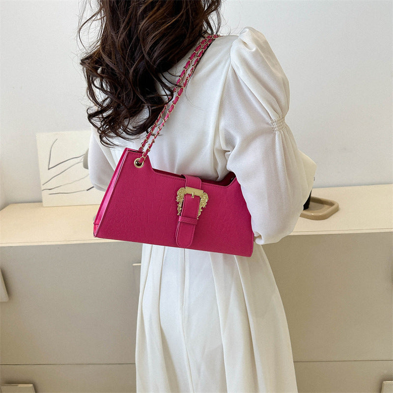 Elegant PU Chain Shoulder Bag - Chic Small Square Design - Vogue Aura