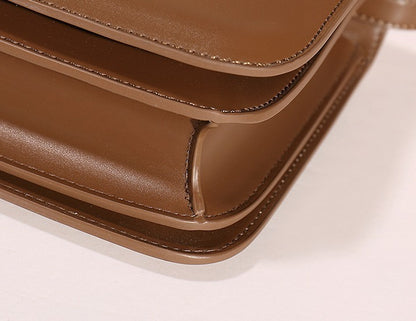 Luxury Retro Leather Clamshell Messenger Bag - Vogue Aura