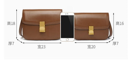 Luxury Retro Leather Clamshell Messenger Bag