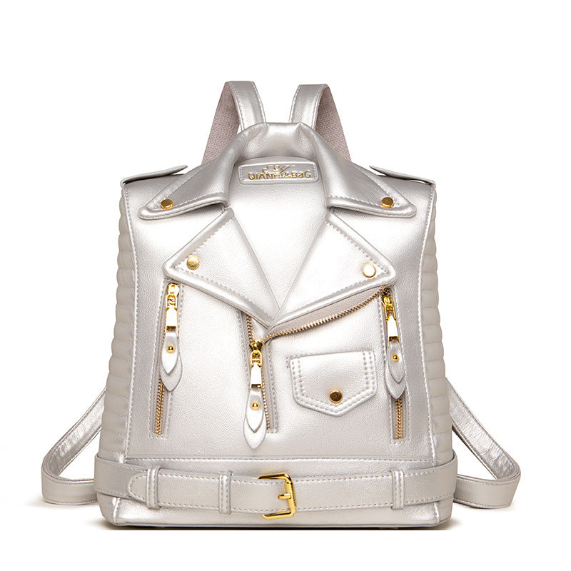 Elegant Textured PU Leather Backpack with Three-Dimensional Pocket - Vogue Aura