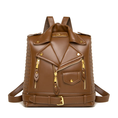 Elegant Textured PU Leather Backpack with Three-Dimensional Pocket - Vogue Aura