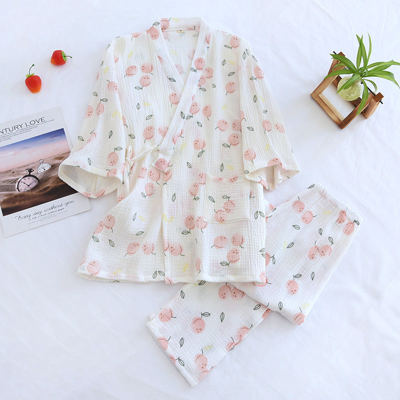 Japanees style Floral Cotton Pajamas - Vogue Aura