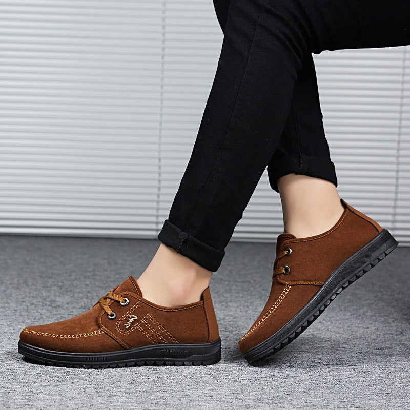 Korean Men's Breathable Casual Shoes in Light and Dark Brown - Vogue Aura