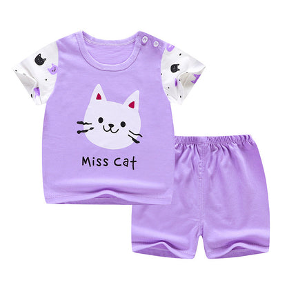 Casual Short Sleeve Pants Suit for Infants and Young Children - Vogue Aura