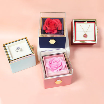 Rotating Soap Flower Rose Gift Box Creative Rotating Rose Jewelry Packaging Box Valentine's Day Gift For Women - Vogue Aura