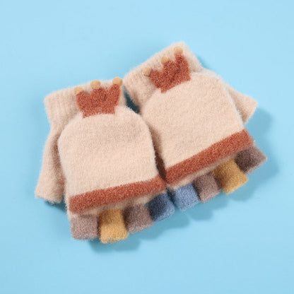 Cute Cartoon Fingerless Knitting Gloves for Kids - Vogue Aura