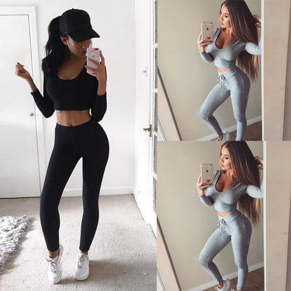 2 piece set women suit outfit two piece set crop top legging sweatpants set crop hoodie set female sweatshirt pants tracksuit - Vogue Aura