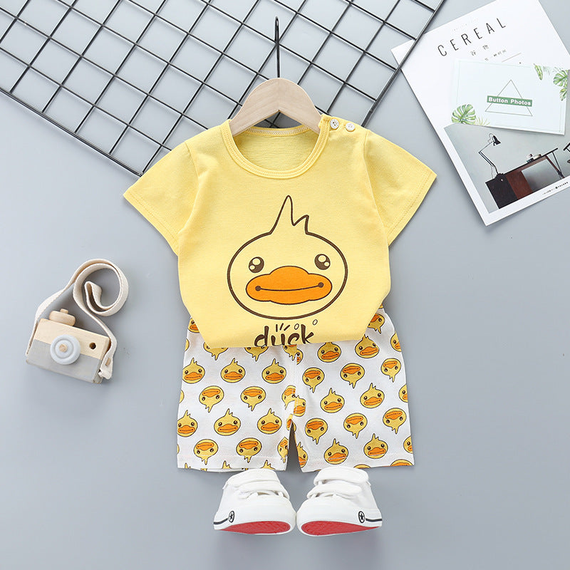 Cartoon-Themed Cotton Short Sleeve Suit for Kids - Vogue Aura