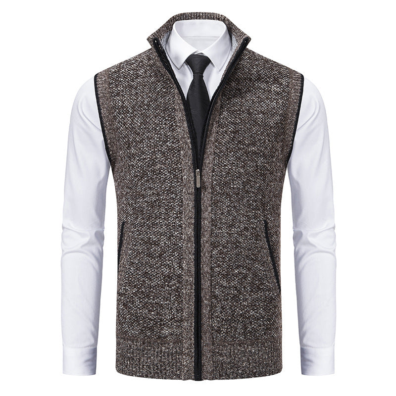 Men's Premium Stand Collar Knitted Cardigan Coat - Vogue Aura