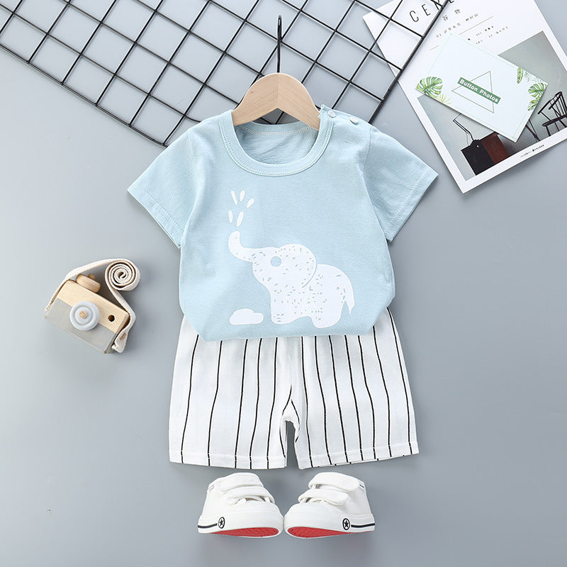 Cartoon-Themed Cotton Short Sleeve Suit for Kids - Vogue Aura