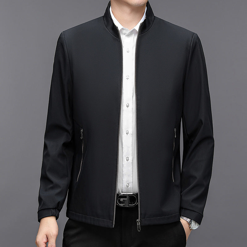 Elegant Stand Collar Jacket for Middle-aged Men - Vogue Aura